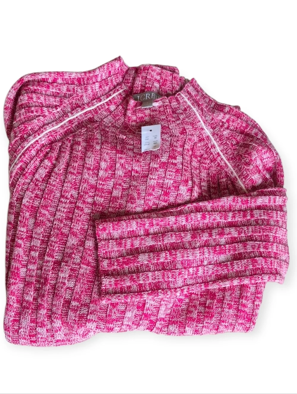 Nwt J.CREW wide-rib mockneck sweater in marled Red 100% merino wool Size Large
